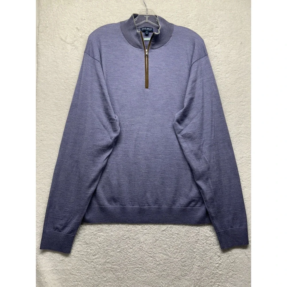 Peter Millar Mens Size 2XL Long Sleeve Excursionist Flex 1/4 Zip Wool Sweater